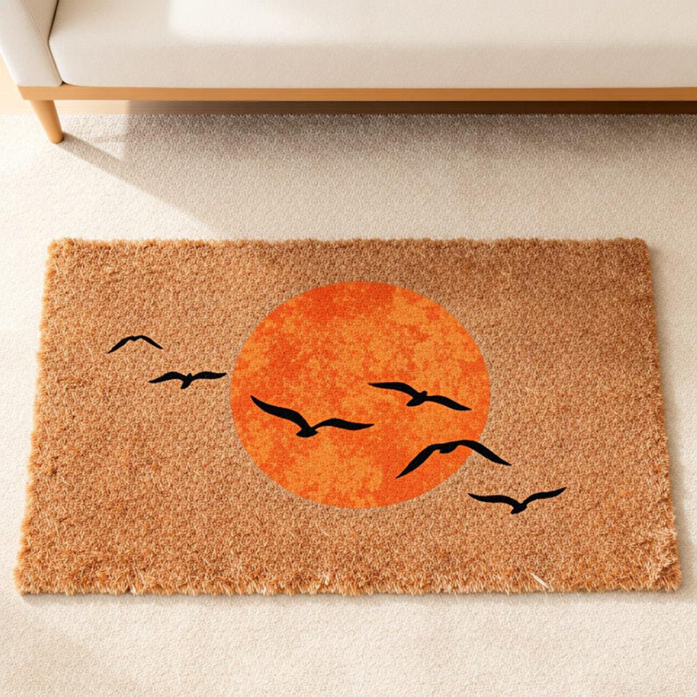 Sunrise Home Textiles & Apparel - Sun And Birds Doormat Japanese Art