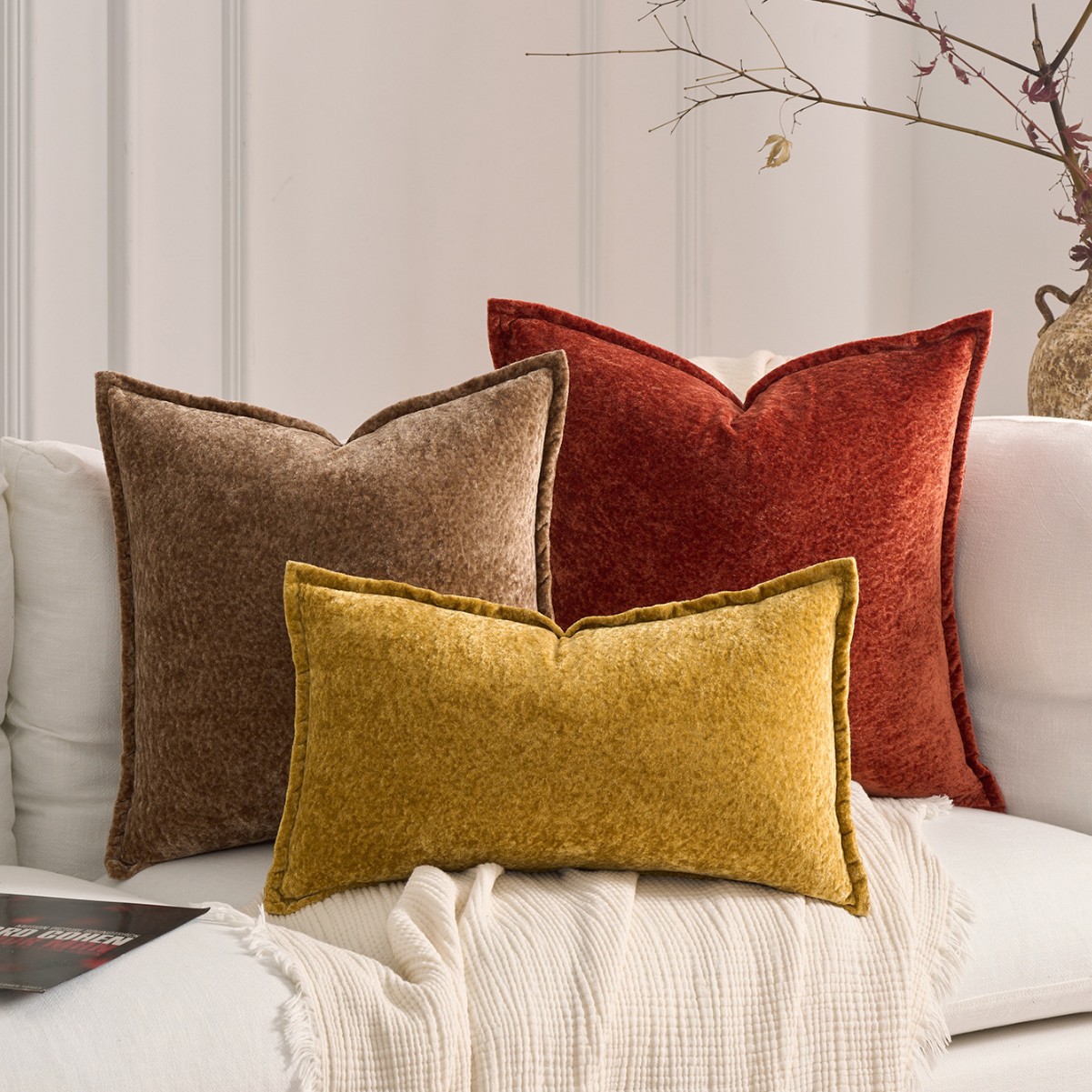 Pillow Cover 20X20 - 45x45cm Simple Thick Chenille Throw Pillowcase