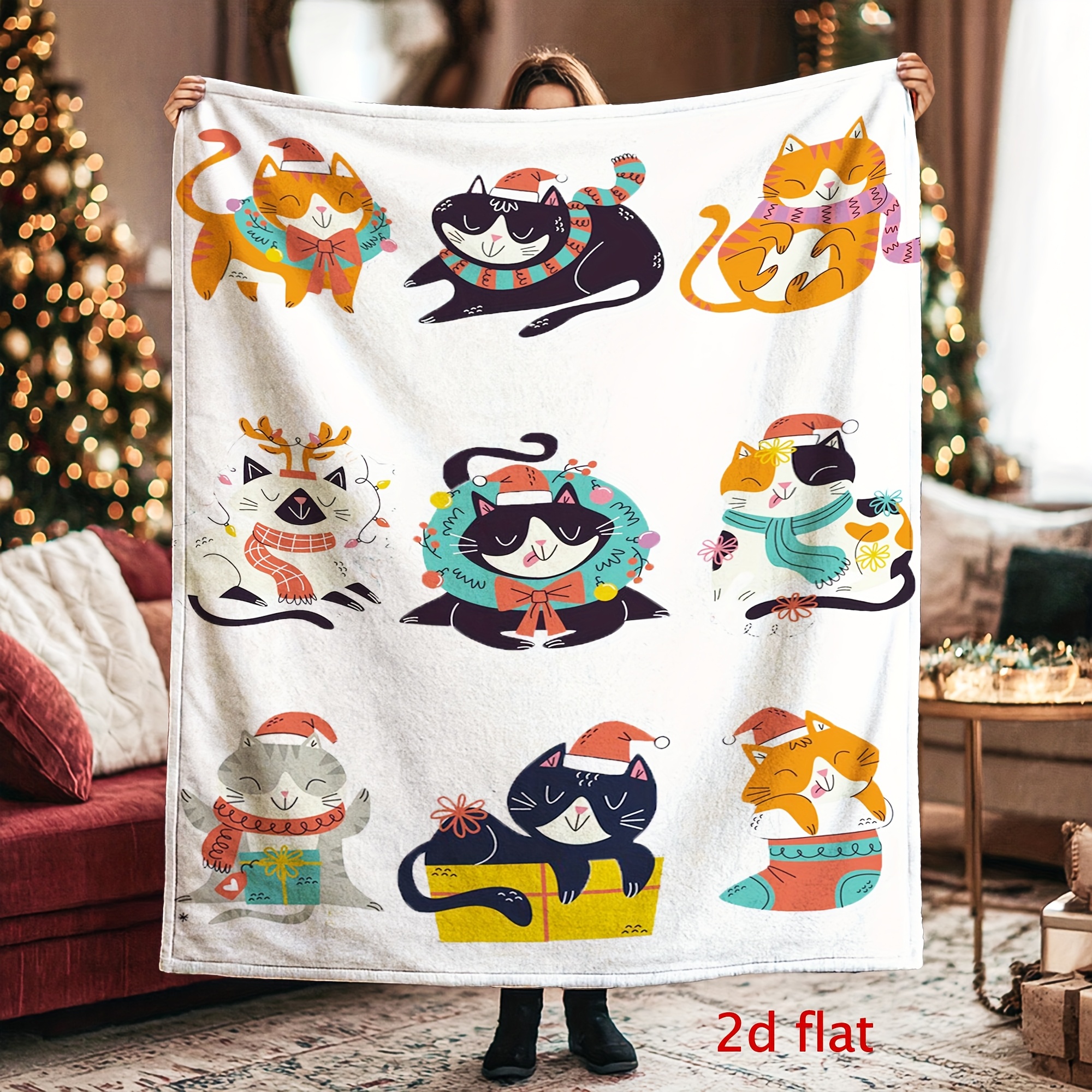 Home Textiles Face Towel - Interesting cat face patterns Flannel printed