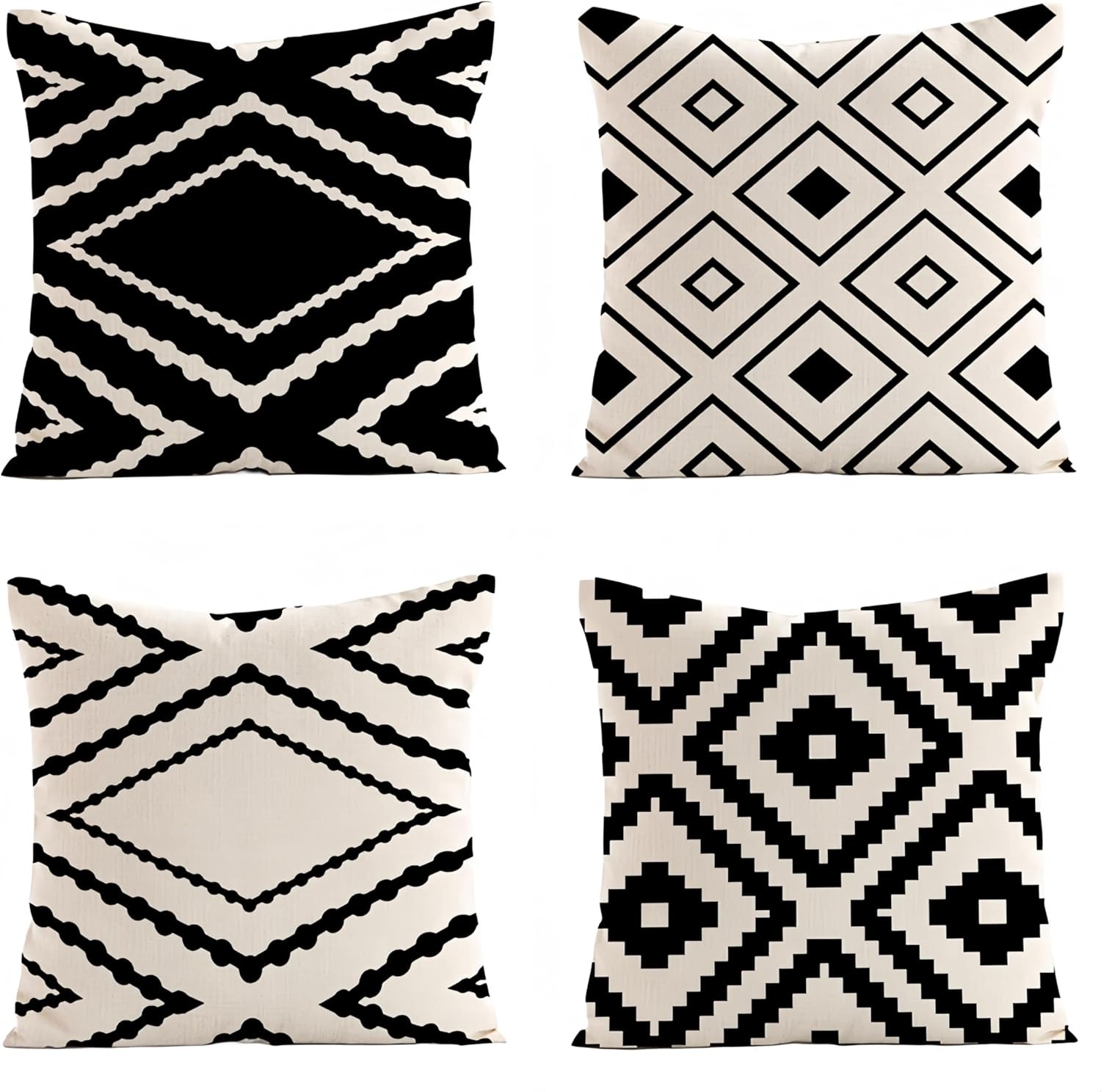 Pillow Cover 20X20 - Chic Black and White Geometric PillowcasesLiving
