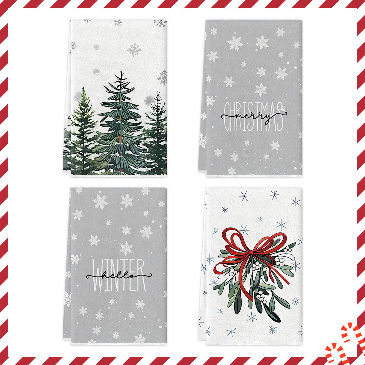 Home Textiles Face Towel - 2/4/pcs Christmas Kitchen Towels, Christmas Pine
