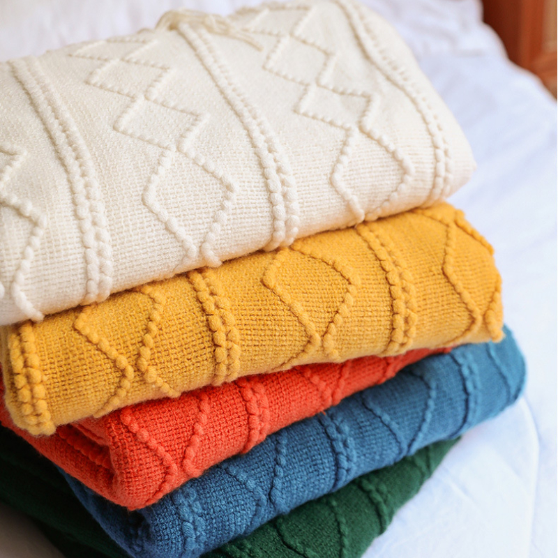 Home Textiles City - Textile City Diamond Knit Throw Blanket
