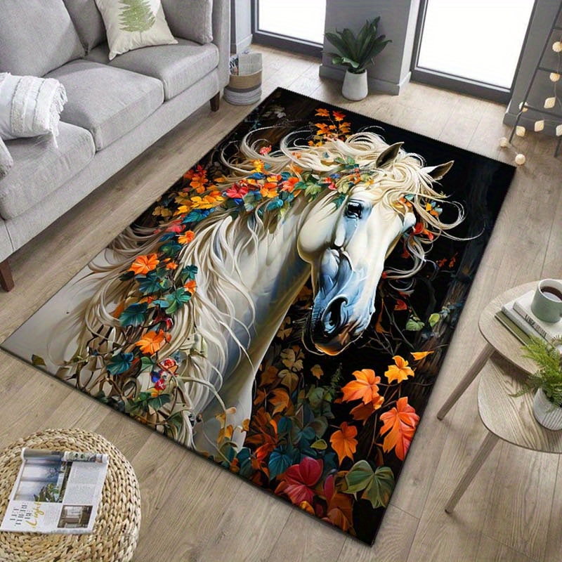 Home Textiles Trends - Elegant Horse Floral Rug for Living