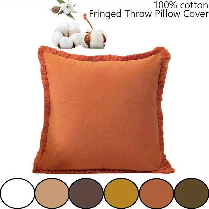 Pillow Cover 20X20 - 1pc 100% Cotton Fringed Throw Pillow