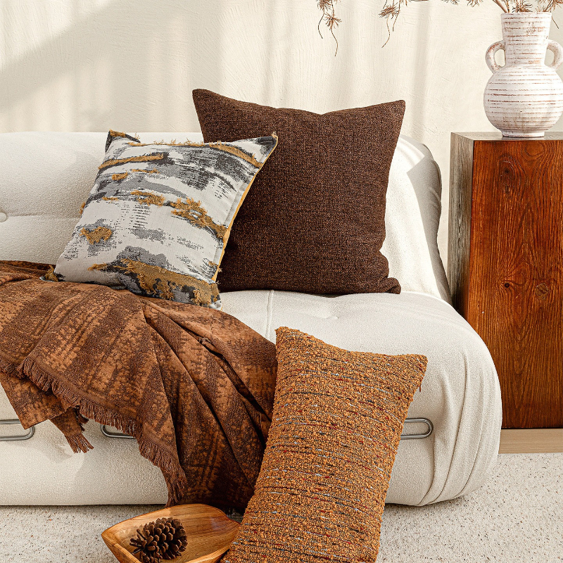 Pillow Cover 20X20 - 30X50/45X45CM Yellow Brown Texture Throw Pillow