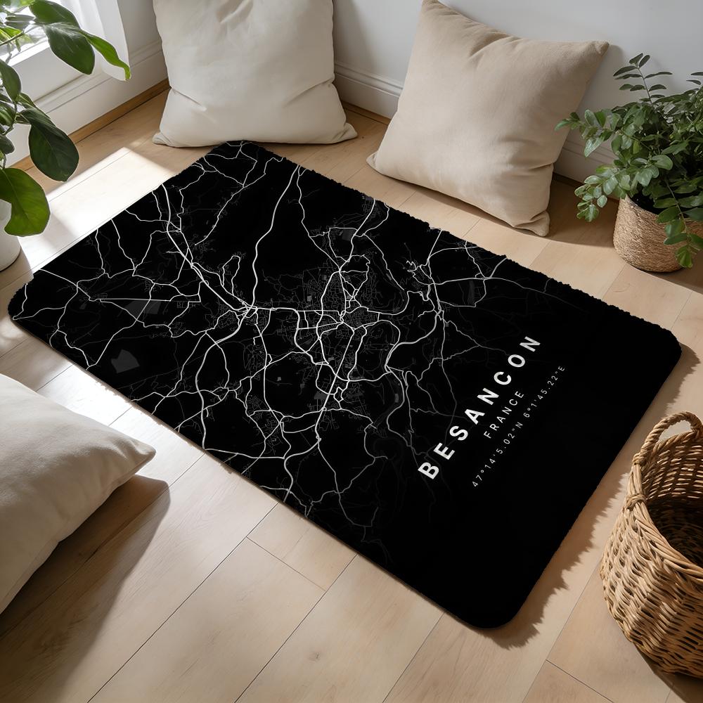 Black Classic City Map Floor M - Home Textiles City avis et prix