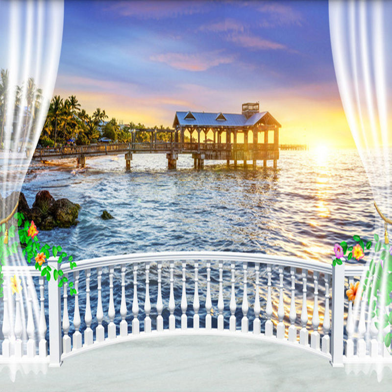 Custom Photo Wallpaper 3D Balc - Sunrise Home Textiles & Apparel avis et prix