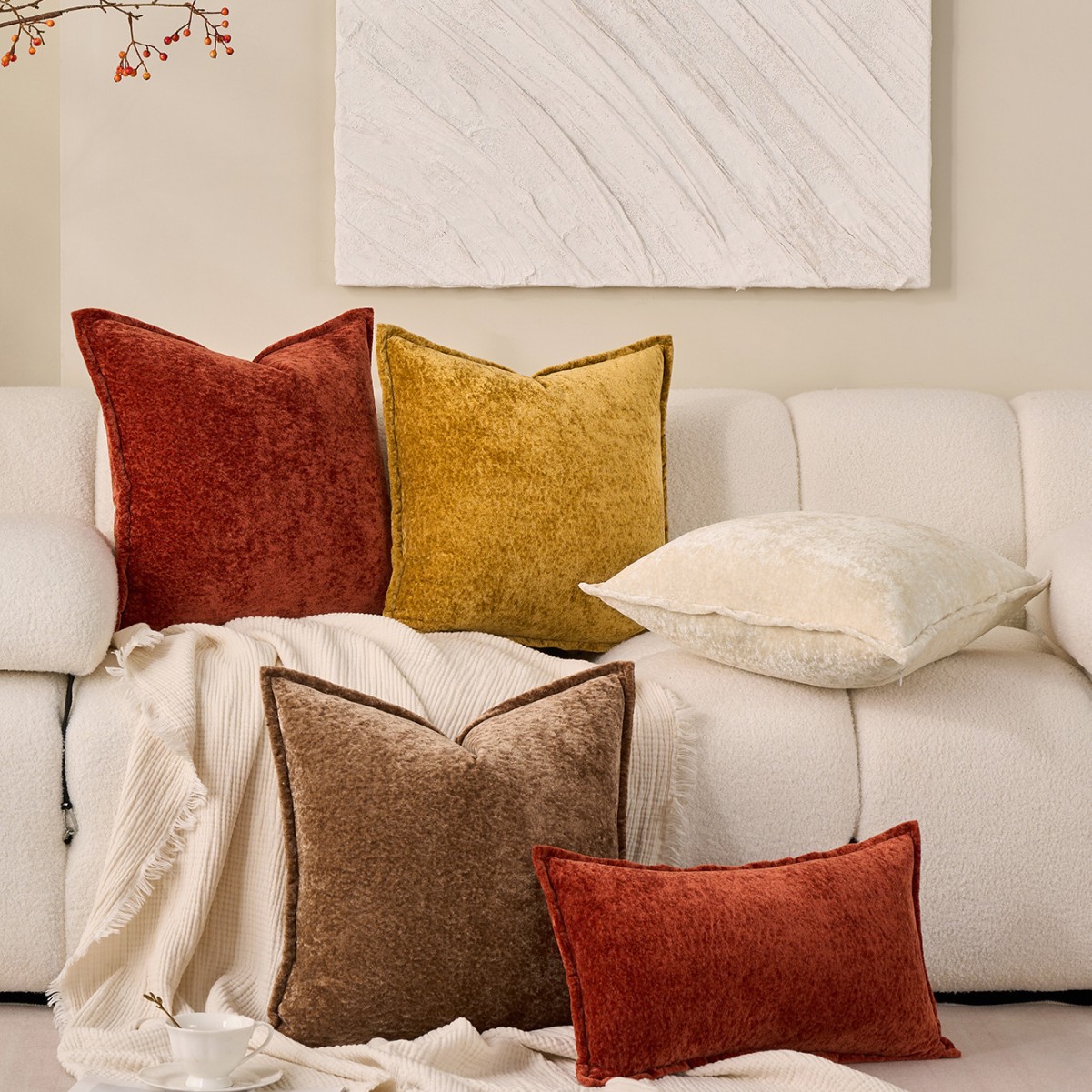 45x45cm Simple Thick Chenille  - Pillow Cover 20X20 avis et prix