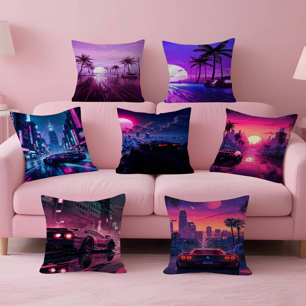 Neon Night City Landscape 80s  - Home Textiles City avis et prix