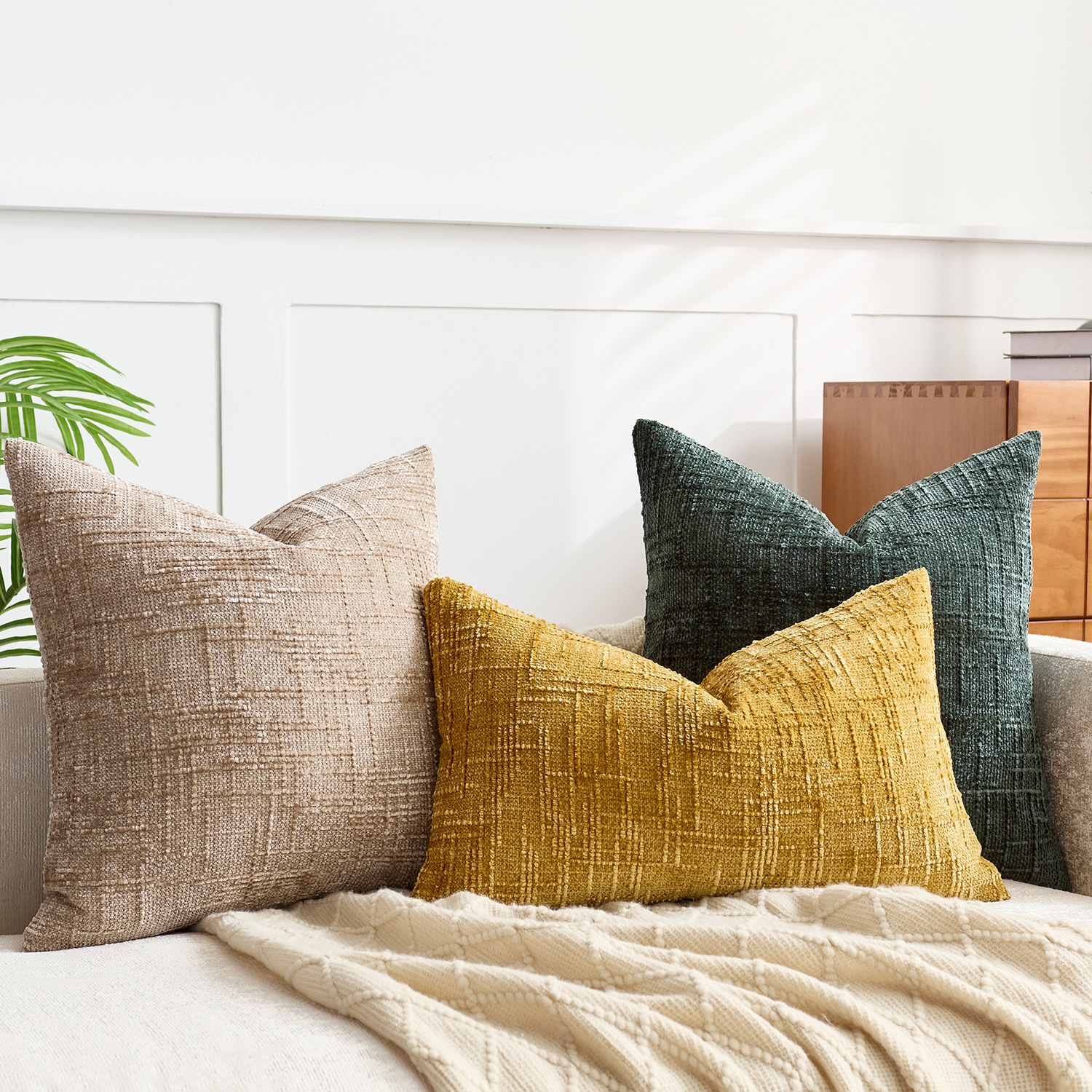 Bamboo Textured Solid Color Cu - Pillow Cover 20X20 avis et prix