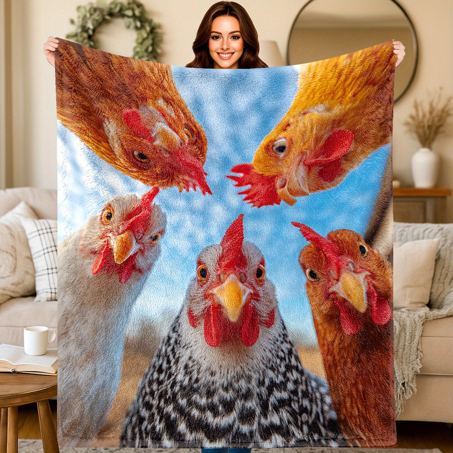 Funny 3D Chicken Face Flannel  - Home Textiles Face Towel avis et prix