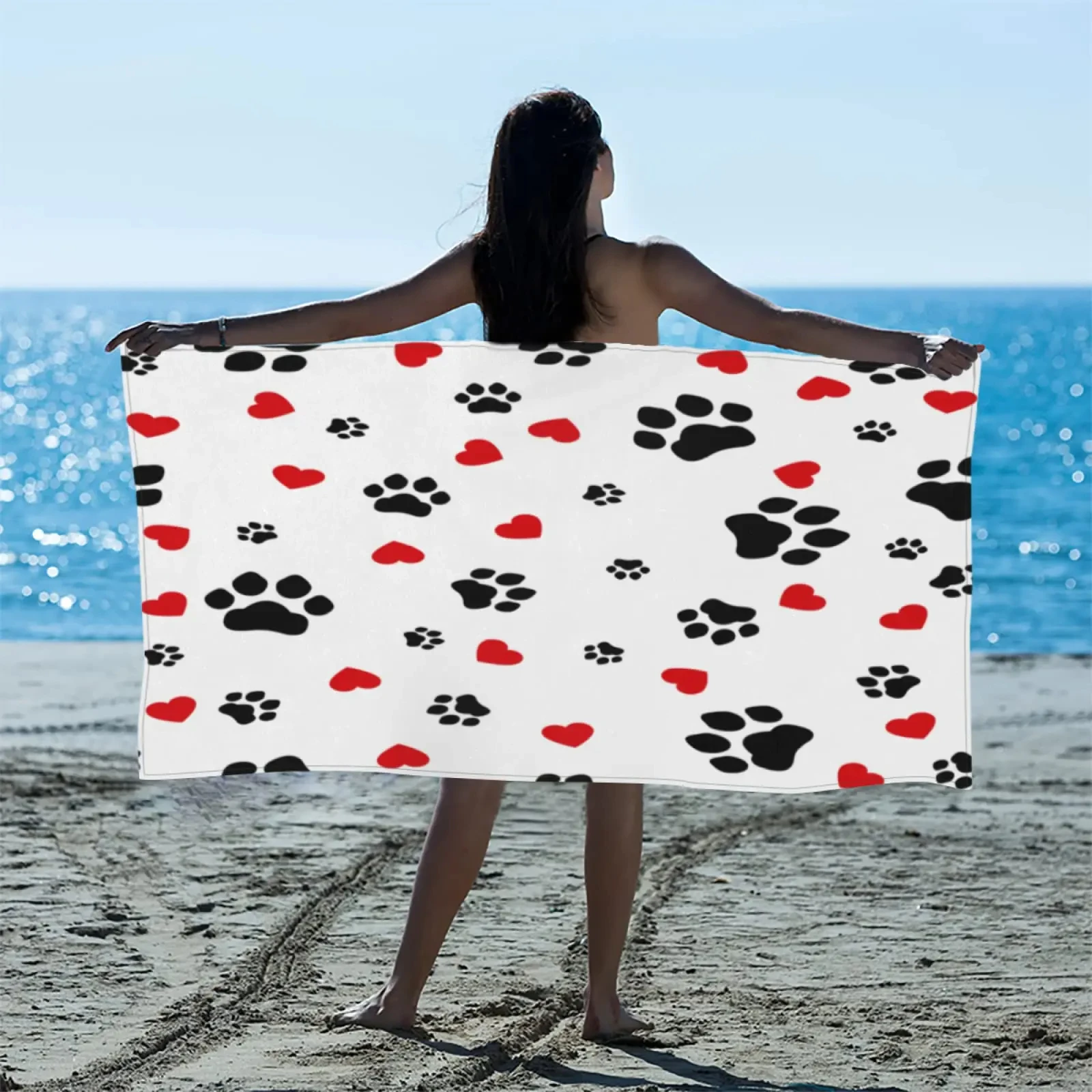 Cat Dog Paw Pattern Print Beac - Home Textiles Face Towel avis et prix