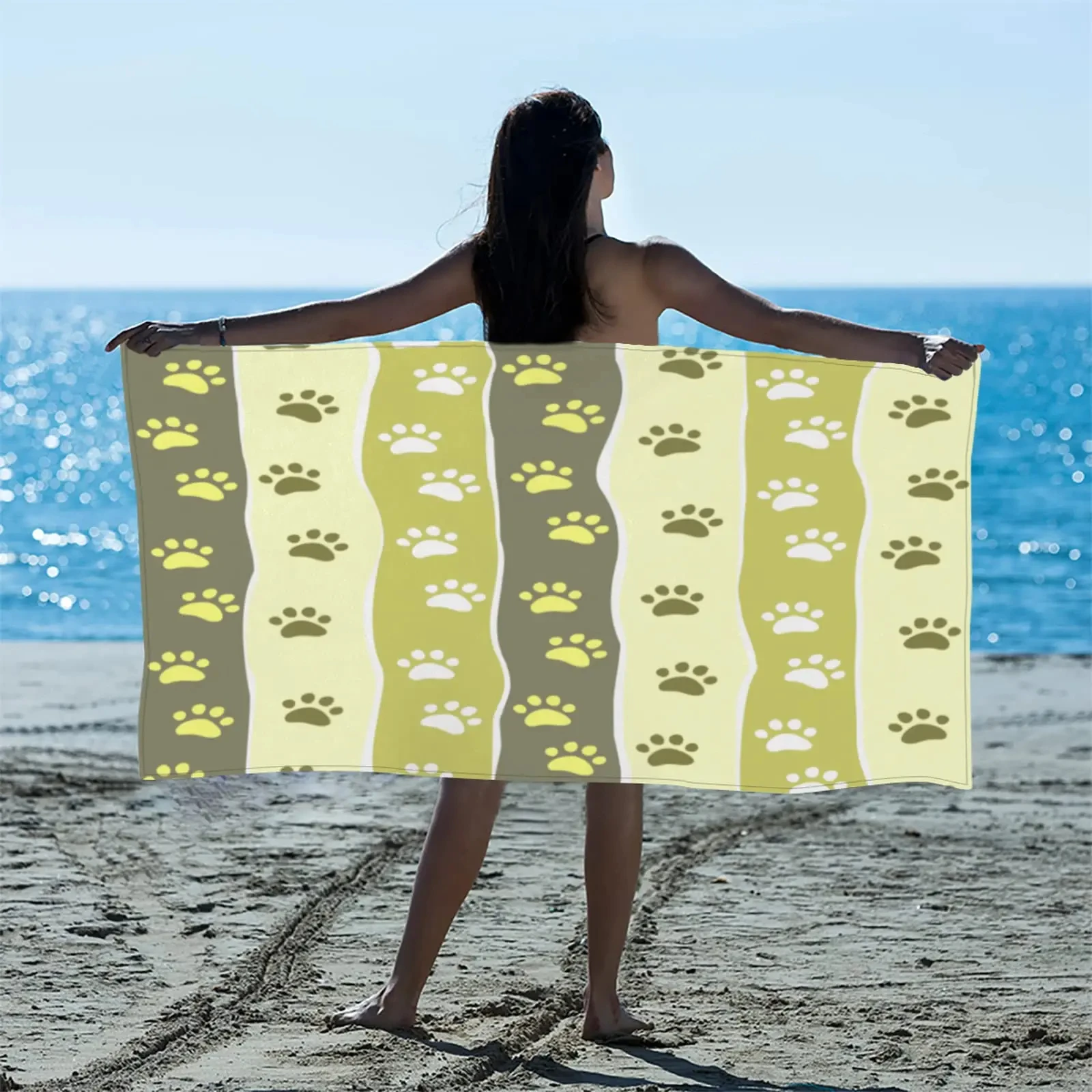 Cat Dog Paw Pattern Print Beac - Home Textiles Face Towel avis et prix