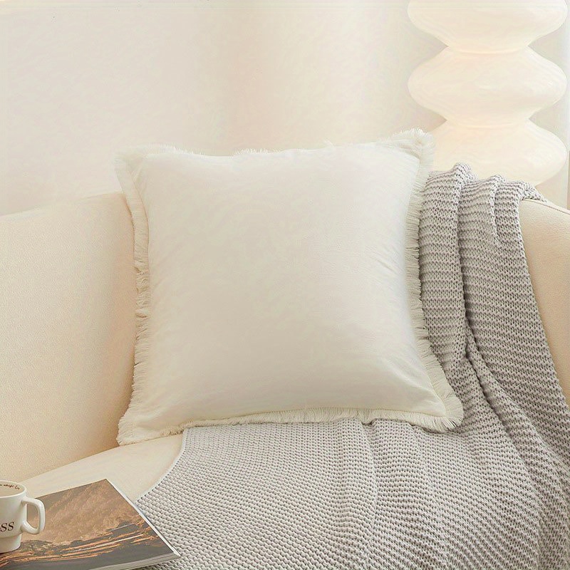 1pc 100% Cotton Fringed Throw  - Pillow Cover 20X20 avis et prix
