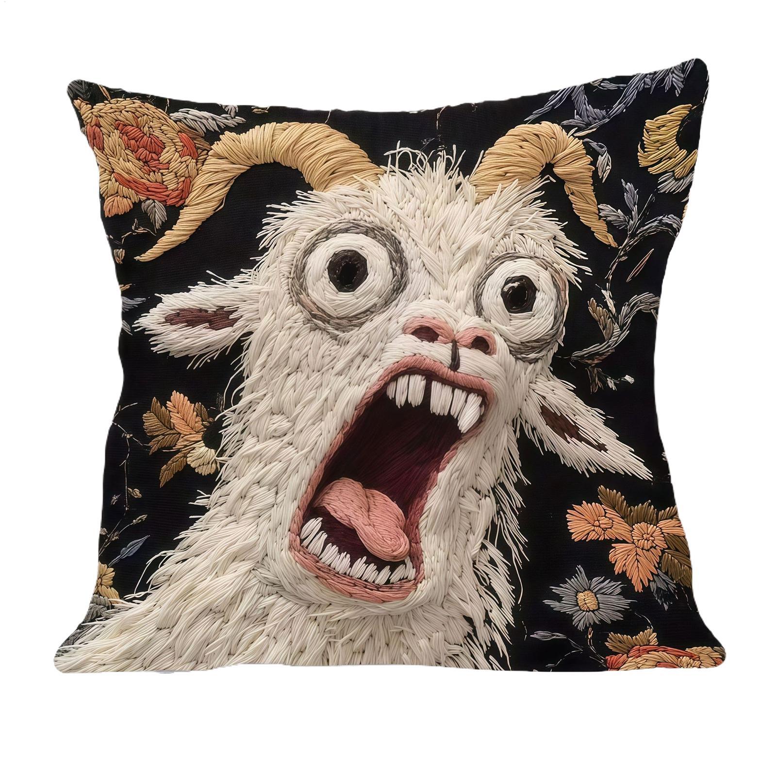 45x45cm Screaming Goat Pillow  - Pillow Cover 20X20 avis et prix