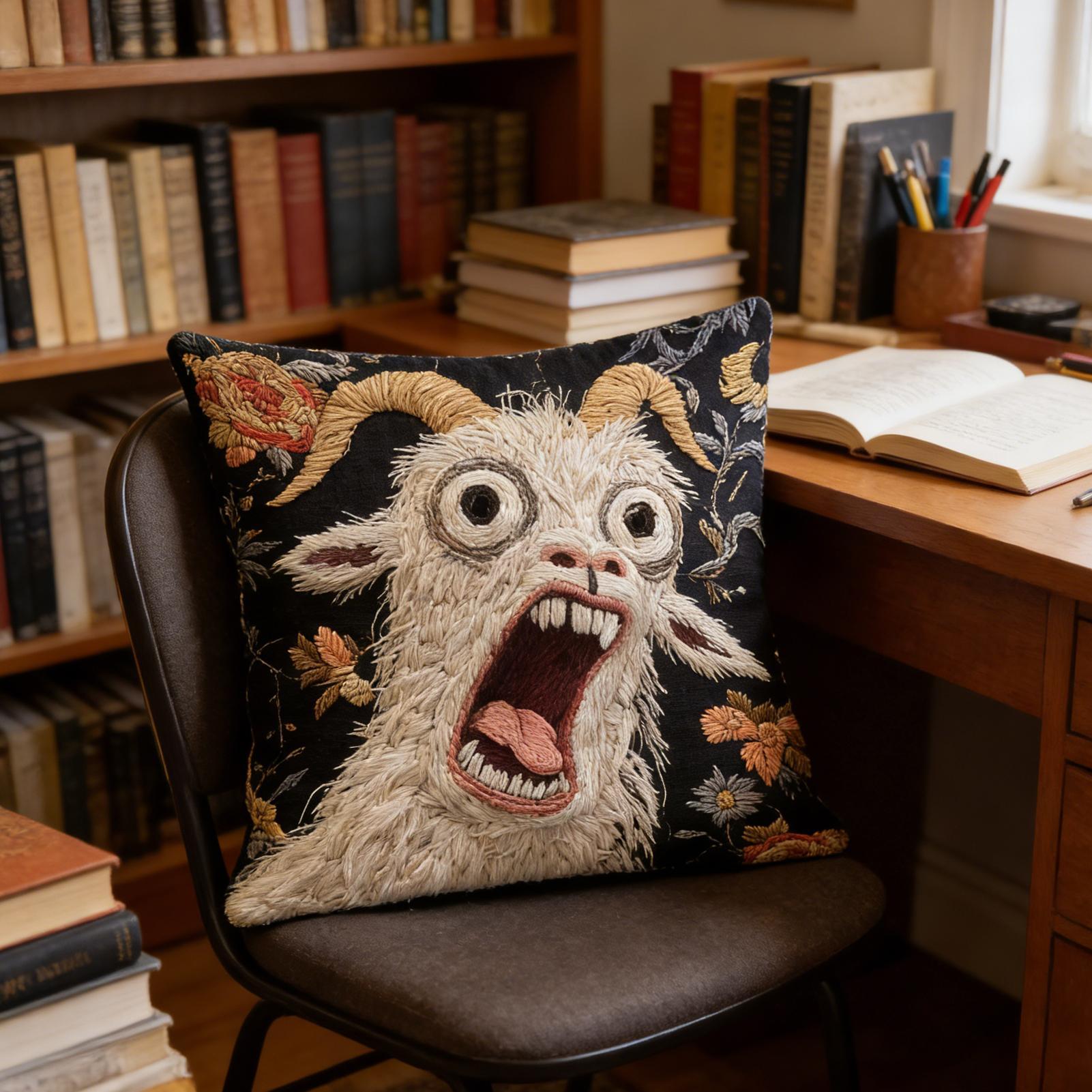 45x45cm Screaming Goat Pillow  - Pillow Cover 20X20 avis et prix